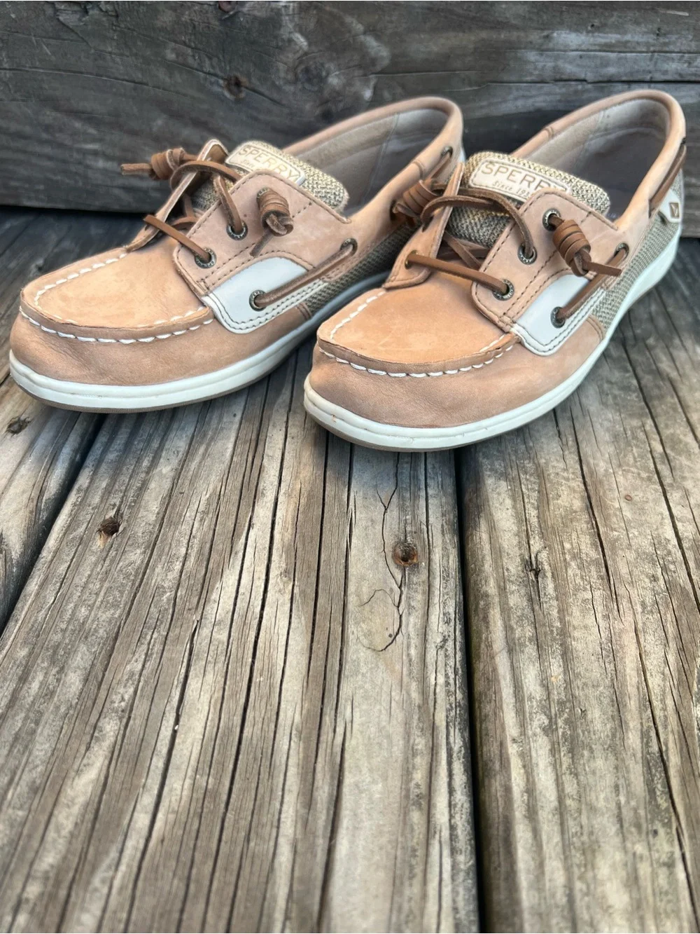 Sperry Kids Light Tan/Mesh Boat Shoes